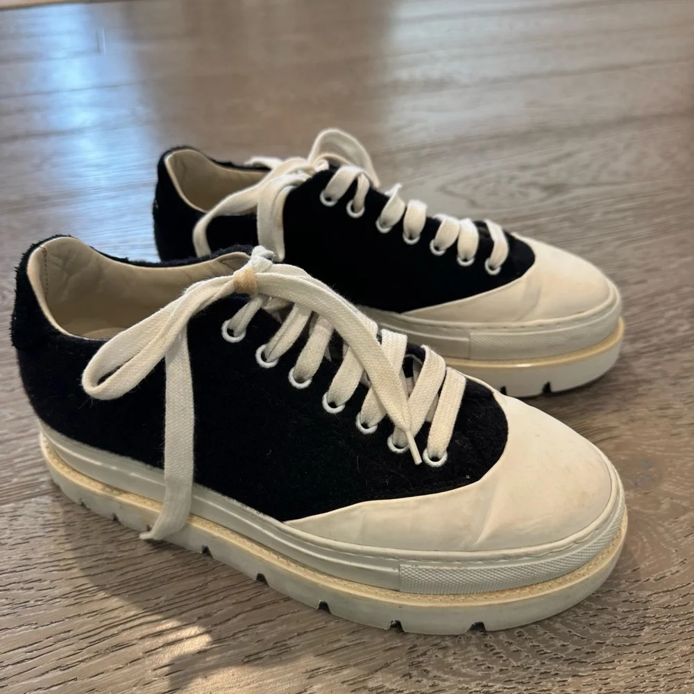 Maison Margiela Black and White Platform Sneakers - Picture 1 of 10
